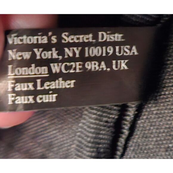 Victoria's Secret Black Tote Bag Faux Leather Large Minimalist Y2K Shopper - Picture 5 of 10